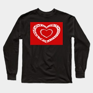 Red hearts with red background Long Sleeve T-Shirt